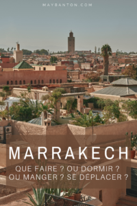 Je t'aide à préparer ton voyage au Maroc avec ce guide de Marrakech. Tu trouveras des infos sur les meilleures choses à voir et à faire, les meilleures adresses pour dormir et manger ainsi que des conseils pratiques par exemple comment se déplacer.