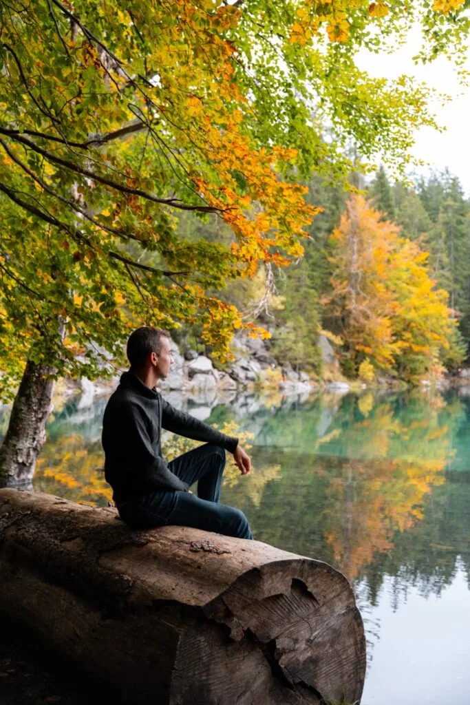 une personne admire le lac vert de chamonix